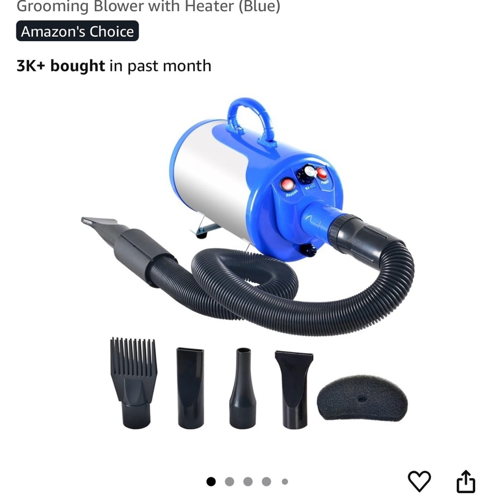 Blue and Black Grooming Blower with Attachments